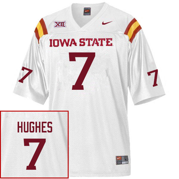 Men #7 Tanner Hughes Iowa State Cyclones College Football Jerseys Stitched Sale-White